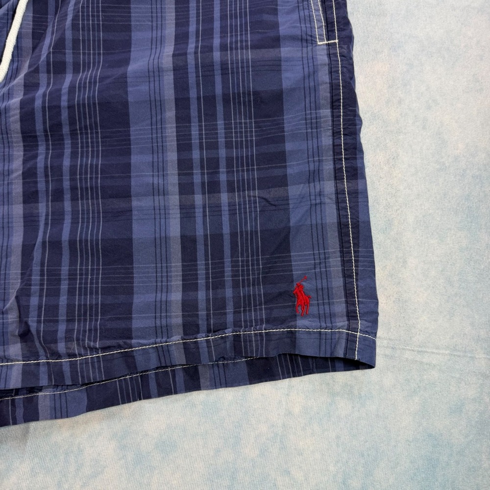 Polo Ralph Lauren Swim Trunks Mens 3XB Blue Plaid Excellent Pony Logo Shorts - Picture 2 of 12